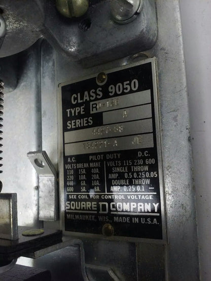 SQ. D CLASS 9050 TYPE RO-12E SER.A, AC PNEUMATIC TIMING RELAY, 120V,60HZ,15A,NEW