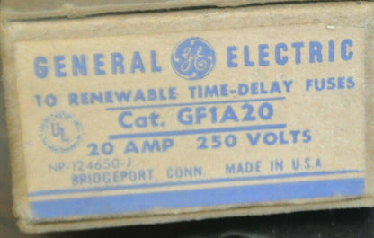 BOX of 10 GENERAL ELECTRIC GF1A20 RENEWABLE FUSE / 20A / 250V / NEW SURPLUS