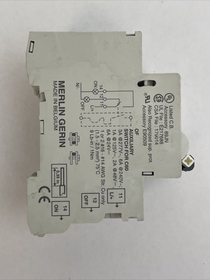 MERLIN GERIN 24462 CIRCUIT BREAKER 4AMP 480Y/277VAC 26925 AUXILIARY SWITCH