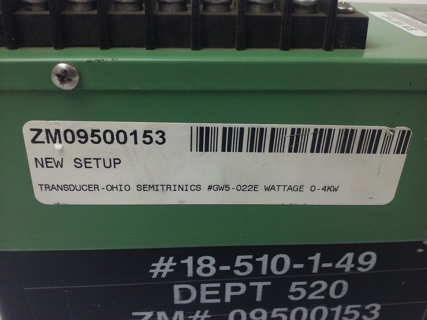 OHIO SEMITRONIC, GW5-022E AC WATT TRANDUCER, 3PH, 3W, TWO ELEMENT, 0-150V, 0-20A