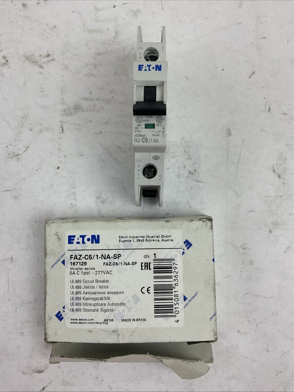 EATON FAZ-C5/1-NA-SP CIRCUIT BREAKER 5A 277VAC