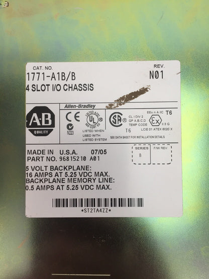 ALLEN BRADLEY 1771-A1B/B 4 SLOT I/O CHASSIS