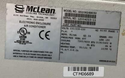 McLEAN G520826G050 AIR CONDITIONER 230/208-230V 50/60HZ COOLING 7300/8200 BTU