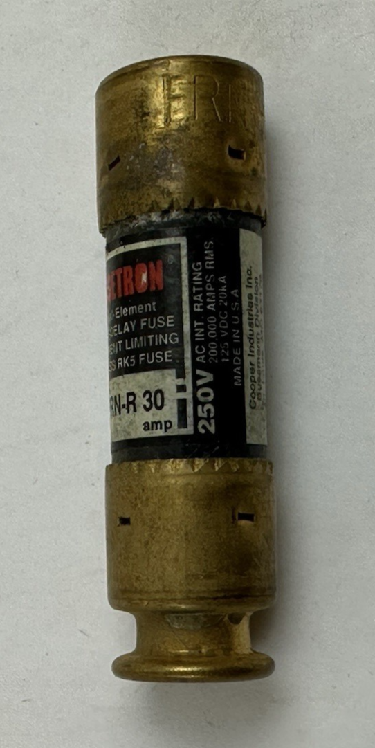 BUSSMANN FUSETRON FRN-R 30 AMP 250V DUAL ELEMENT TIME DELAY FUSE LOT OF 5