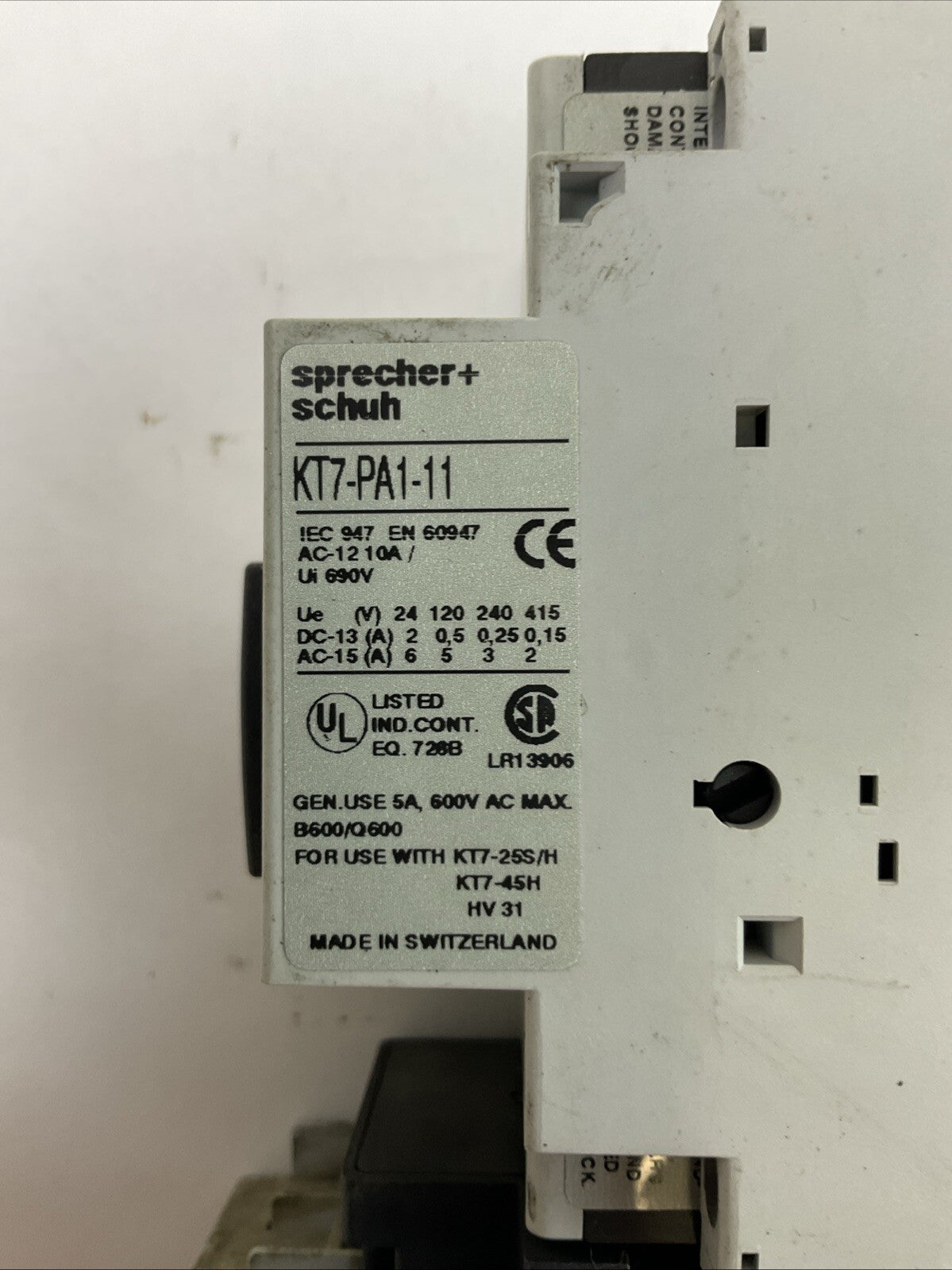 SPRECHER+SCHUH KTA7-25S-6.3A CIRCUIT BREAKER 4.0-6.3A CA7-9-10 CONTACTOR 277V