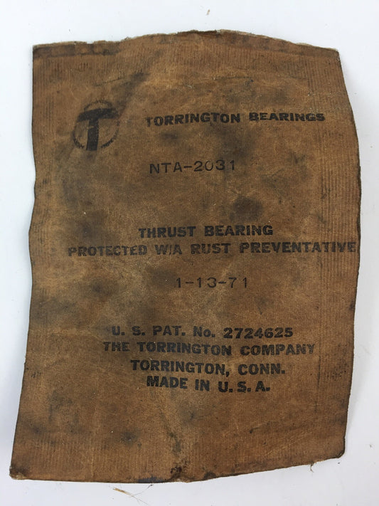 TORRINGTON NTA-2031 THRUST BEARING PROTECTED W/A RUST PREVENTATIVE