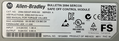 ALLEN BRADLEY 2094-BC02-M02-M INTEGRATED AXIS POWER MODULE 2094-SE02F-M00-S0