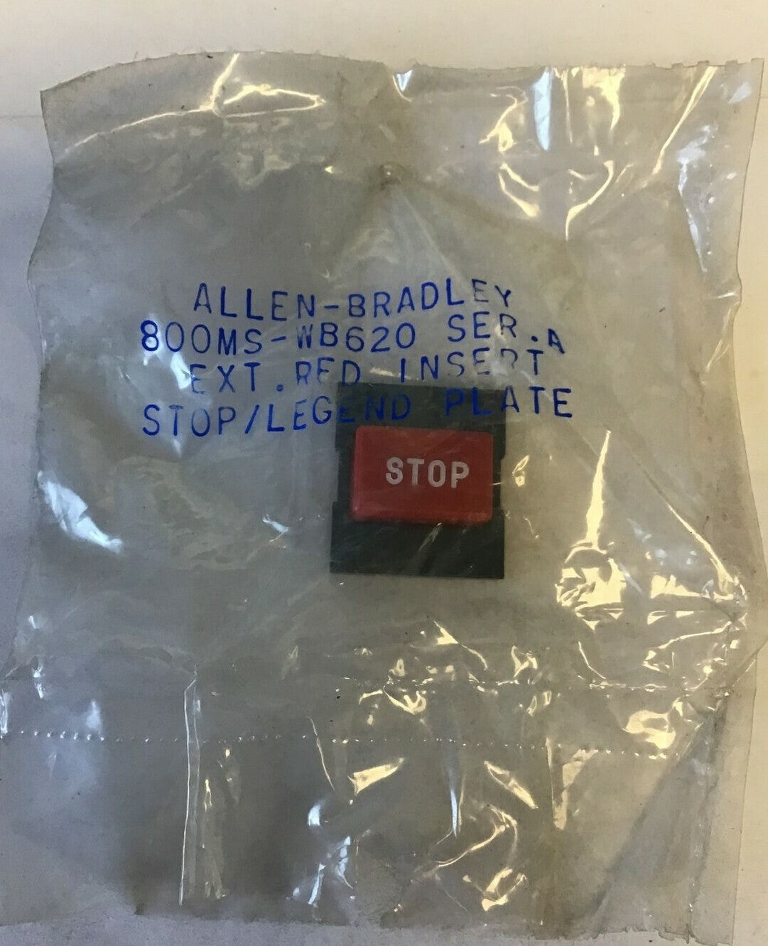 ALLEN BRADLEY 800MS-WB620 LEGEND PLATE RED INSERT "STOP" SER.A ***LOTOF8***