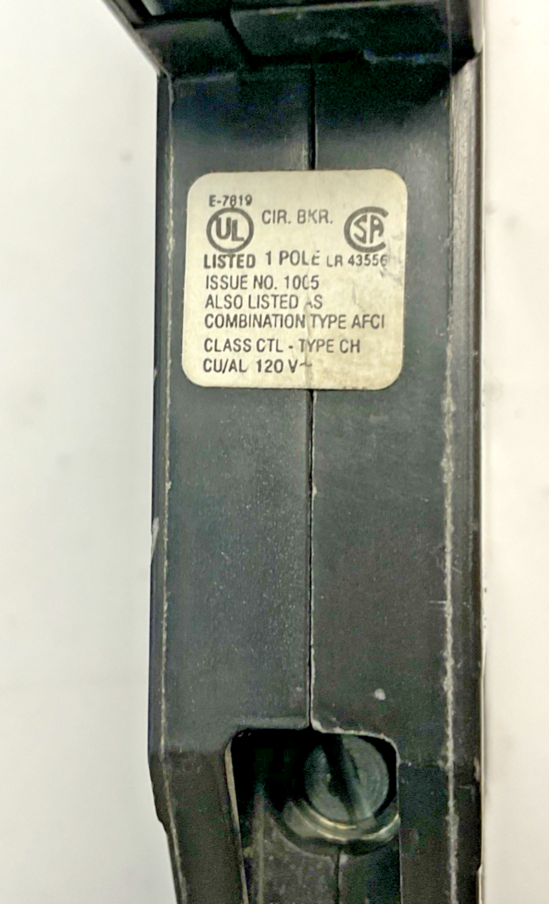 EATON CUTLER HAMMER CH120CAF 20A CIRCUIT BREAKER 120VAC 1P