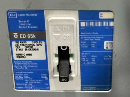 Cutler Hammer PRL1A Panelboard 150AMP 120/208V 3PH 4W 30 Space 100AMP Main