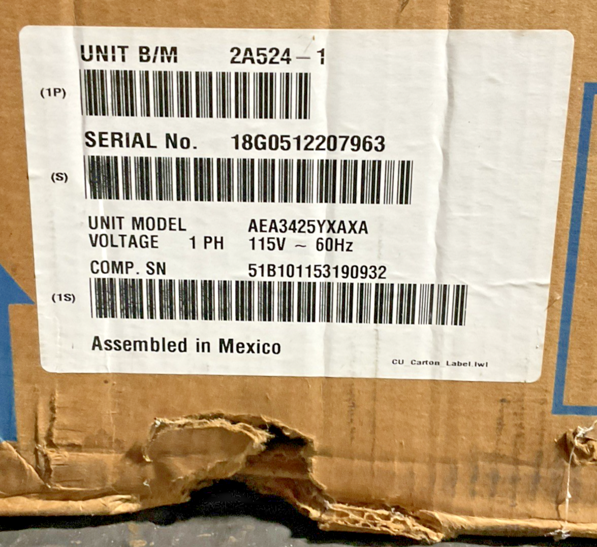 TECUMSEH AEA3425YXAXA COMPRESSOR 115V 60HZ 2A524-1 R134A 1PH 6W
