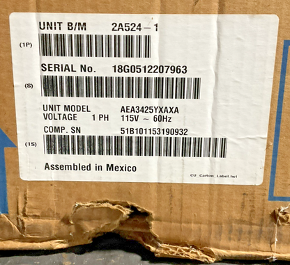 TECUMSEH AEA3425YXAXA COMPRESSOR 115V 60HZ 2A524-1 R134A 1PH 6W