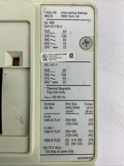 ALLEN BRADLEY 140U-K6L3-D40 (140U-K6X3 140U-KTL3-D40 140U-KRP3-D35)