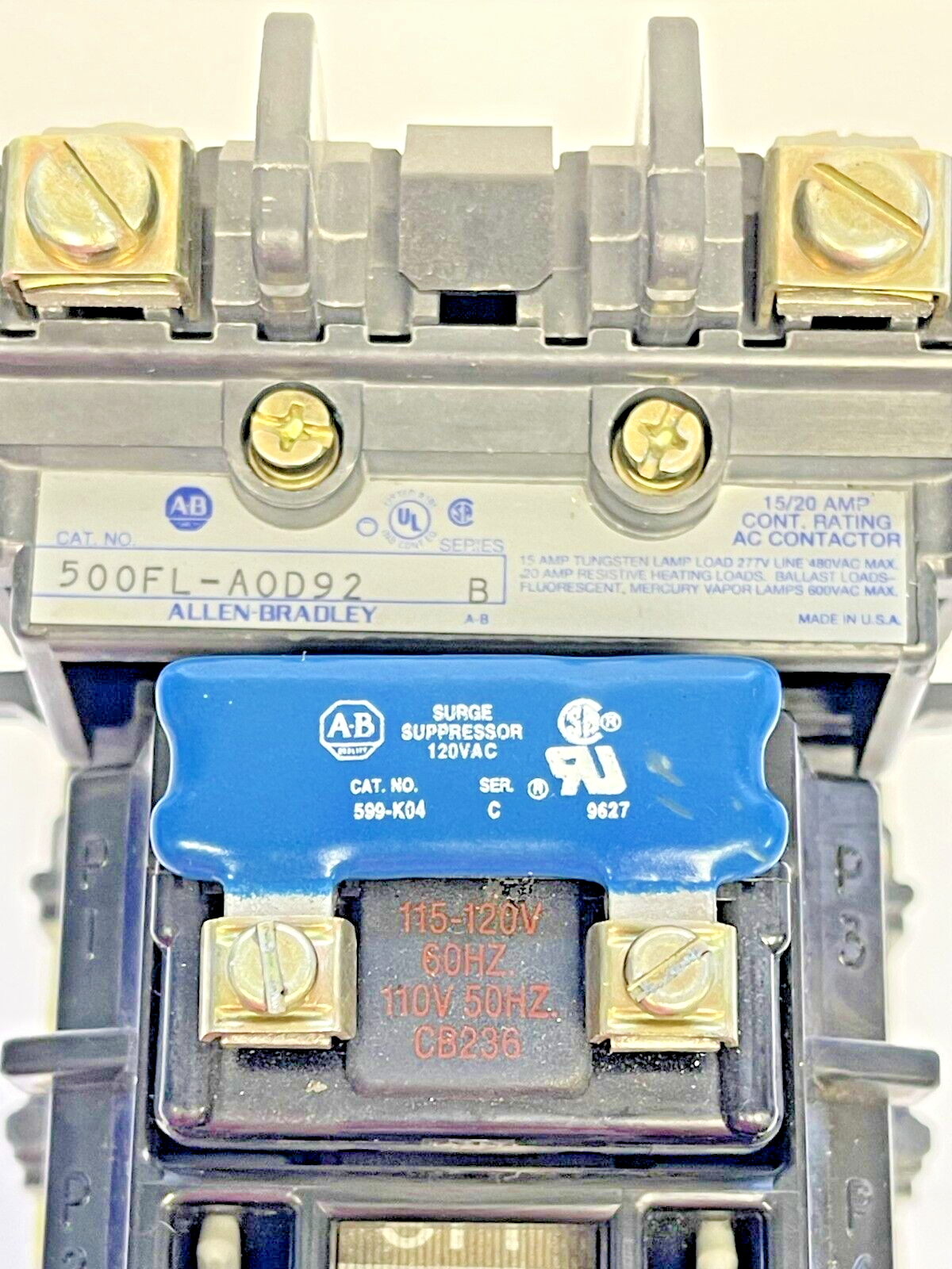 ALLEN BRADLEY - 500FL-AOD92 SER. A- LIGHTING CONTACTOR 2 POLE,OPEN,115-120V,60Hz