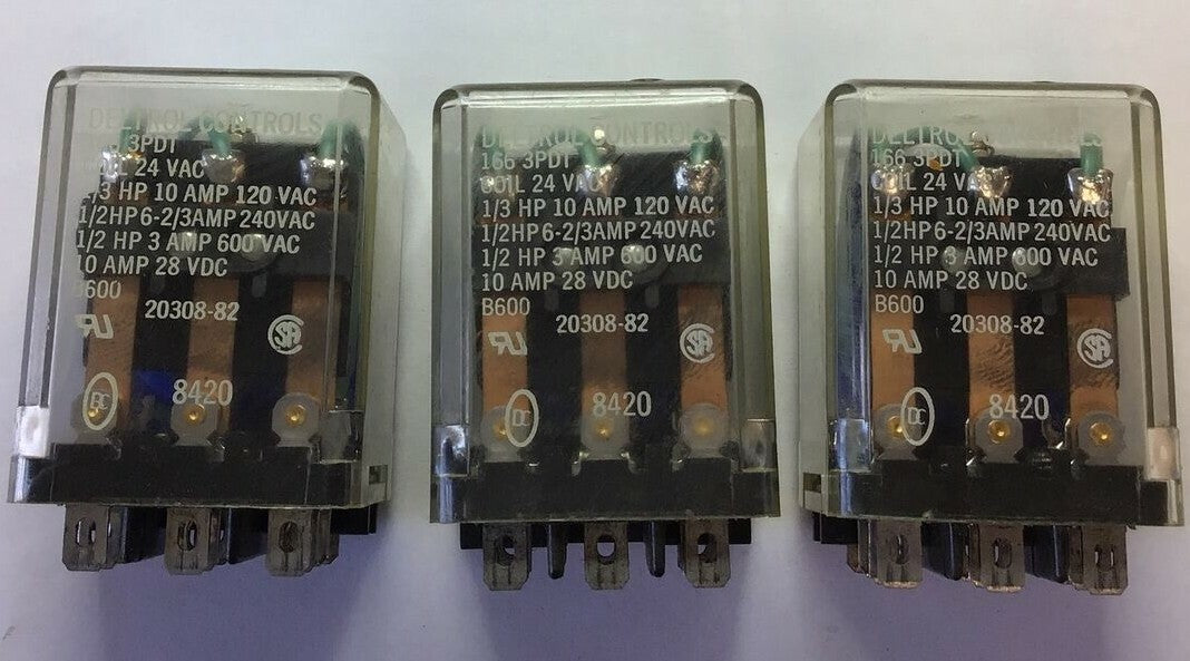 DELTROL CONTROLS 1663PDT RELAY 10A 28VDC COIL 24VAC***LOTOF3***