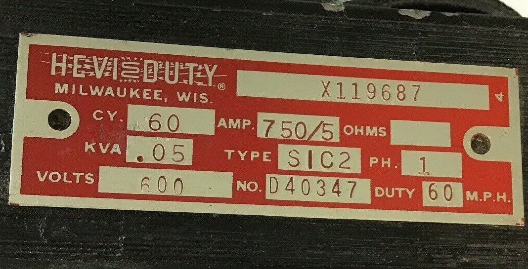 HEVI DUTY X119687 TRANSFORMER 750AMP 60CY 600V