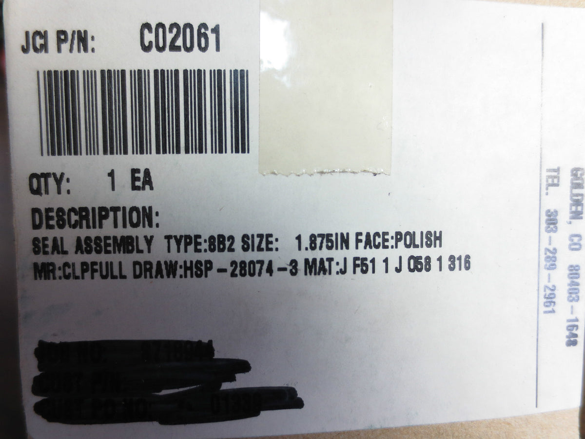 JOHN CRANE C02061 MECHANICAL SEAL 1.875" POLISHED FACE - NEW SURPLUS