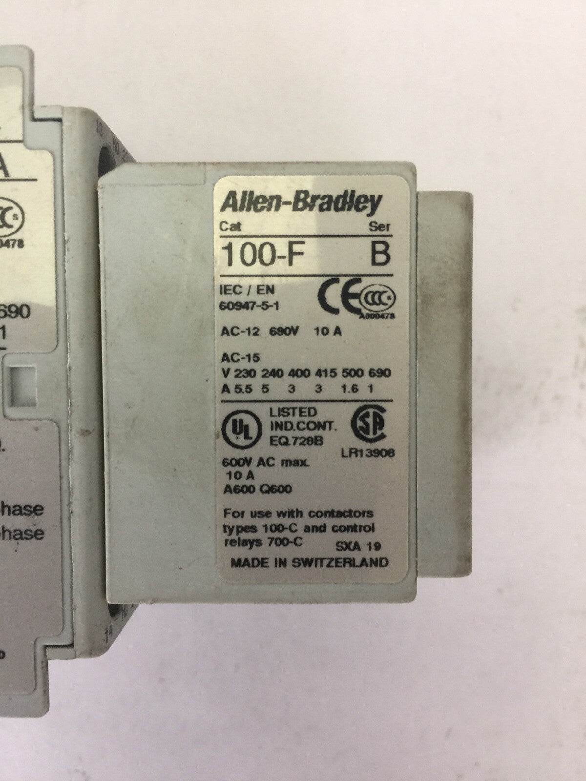 ALLEN BRADLEY 700-CF400D* CONTACTOR  600VAC 25A COIL 24VDC 100-F