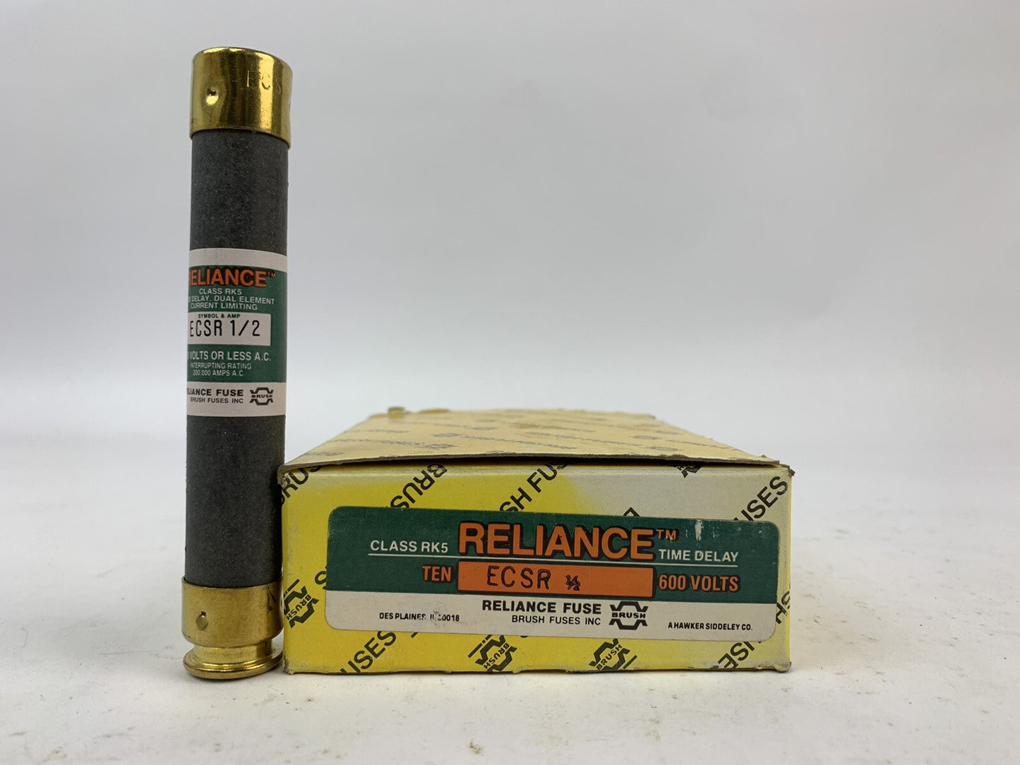 Brush Reliance Time-Delay Dual-Element ECSR1/2 1/2A 600V Fuse "Lot of 10"