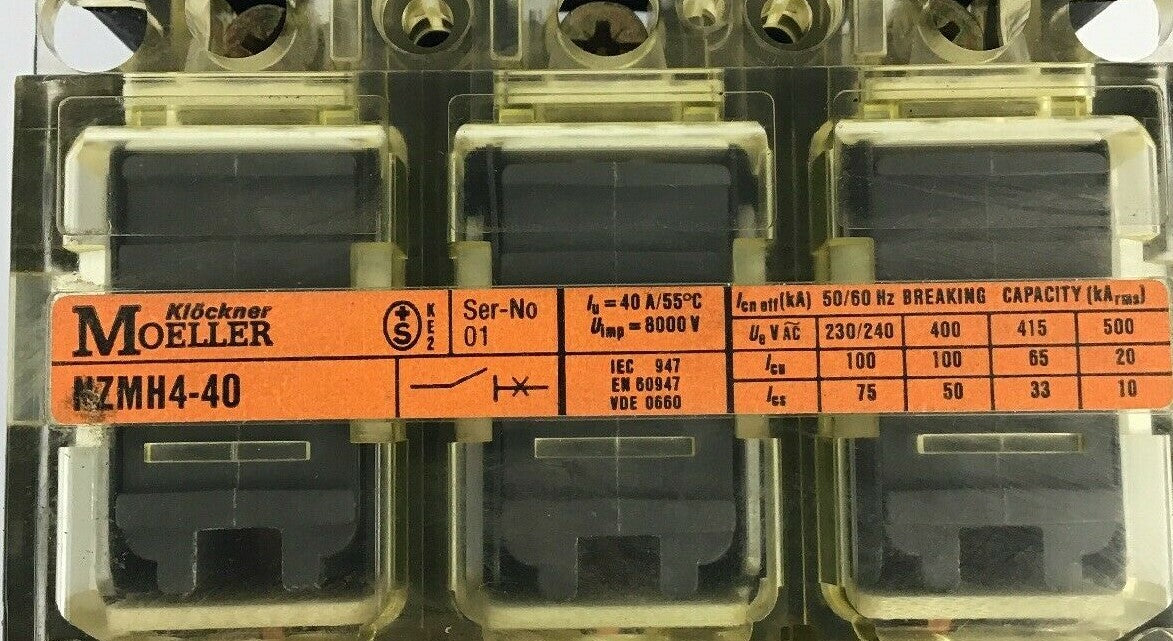 KLOCKNER MOELLER NZMH4-40  CIRCUIT BREAKER 50/60HZ