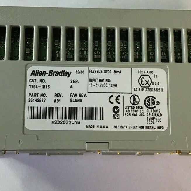 ALLEN BRADLEY FLEX I/O 1794-IB16 24 VDC SINK INPUT W/ 1794-TB3S TERMINAL BASE