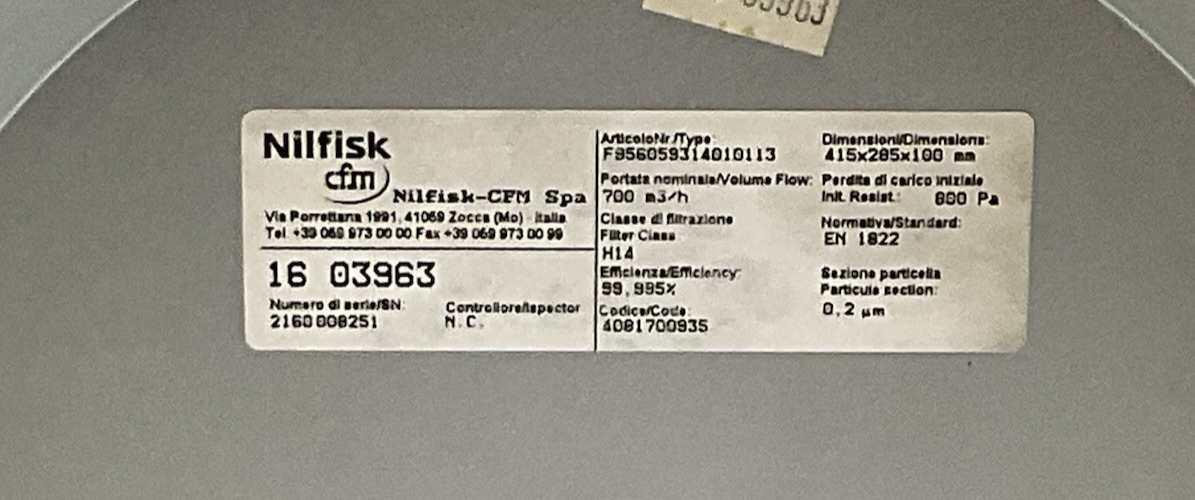 NILFISK F956059314010113 415X285X100MM 700M3/H CLASS H14