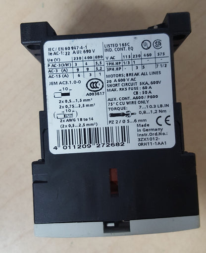 SIEMENS 50/60HZ 230V CONTACTOR 3RT1016-1AP01 104262