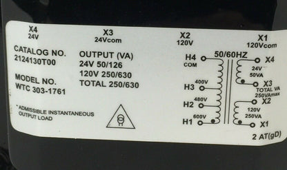EGS 2124130T00 INDUSTRIAL CONTROL TRANSFORMER OUTPUT(VA) 24V 50/126 120V 250/630