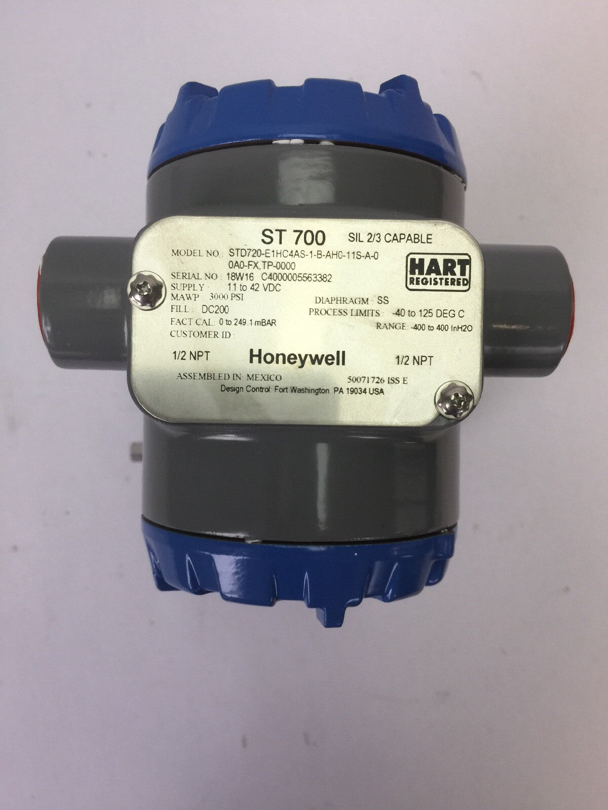 HONEYWELL STD720-E1HC4AS-1-B-AH0-11S-A-00A0-FX,TP-0000 STD700 DP TRANSMITTER