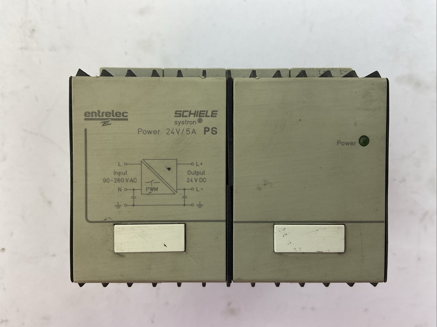 ENTRELEC SCHIELE 2.423.416.00 PS SYSTRON POWER SUPPLY OUTPUT 24VDC INPUT 90-260V