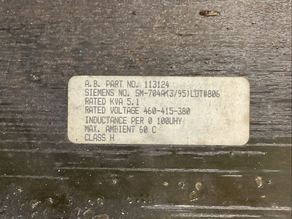 SIEMENS SM-704A (3/95) 5.1KVA 460-415-380 RATED VOLTAGE TRANSFORMER