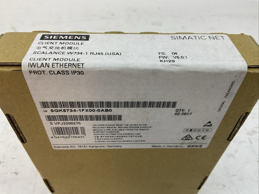 SIEMENS 1P 6GK5734-1FX00-0AB0 SIMATIC NET CLIENT MODULE FW: V6.01