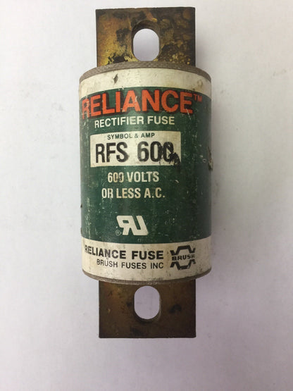 RELIANCE RFS 600 RECTIFIER FUSE 600 AMP 600 VAC