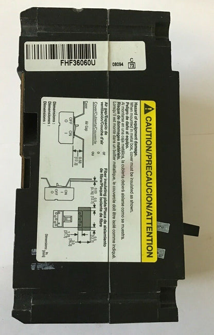 SQUARE D FAL360601212 60A CIRCUIT BREAKER 600VAC 250VDC