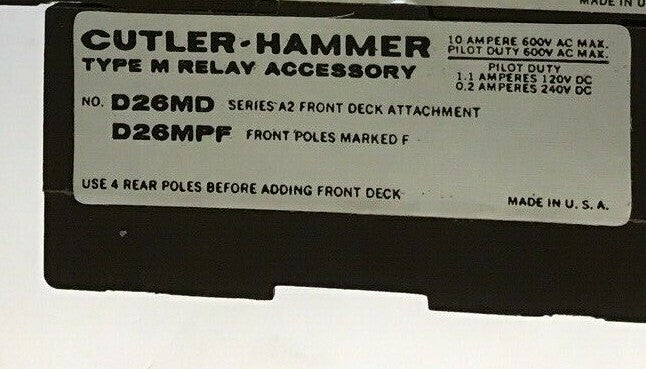CUTLER-HAMMER D26MR60A / TYPE M RELAY / 600V / 120V COIL / 6 N.O.-0 N.C.
