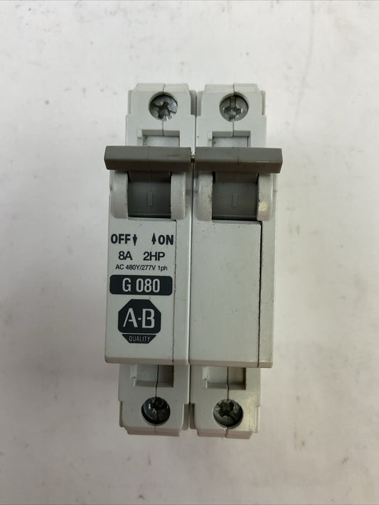 ALLEN BRADLEY 1492-CB2G080 MANUAL MOTOR CONTROLLER 8A 2HP 480Y/277VAC 1PH SER C