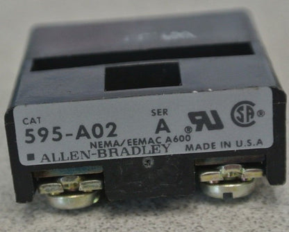 ALLEN-BRADLEY 595-A02 AUXILIARY CONTACT / 1 N.O. / SIZES 0-2 & 5-9 / NEW SURPLUS