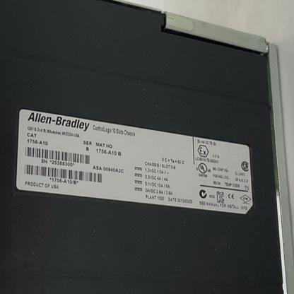 ALLEN BRADLEY 1756-PA75/B POWER SUPPLY *NO COVER*W/ 1756-A10 10 SLOT RACK