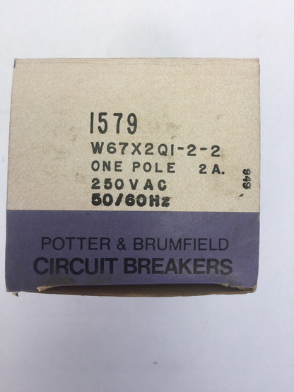 POTTER & BRUMFIELD W67X2Q1-2-2 CIRCUIT BREAKER 1 POLE 2A 250VAC 50/60HZ