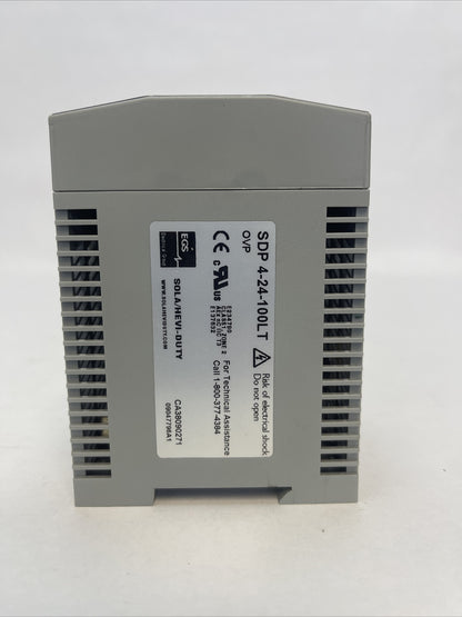 SOLA SDP 4-24-100LT CLASS 2 POWER SUPPLY OUTPUT 24VDC 3.8A INPUT 115/230VAC