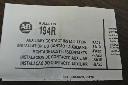 ALLEN-BRADLEY 194R-FA01 / AUXILIARY CONTACT / 1 N.C. / NEW SURPLUS