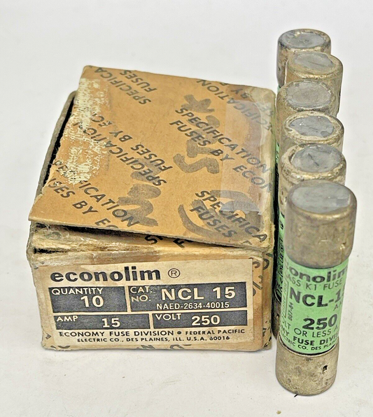 ECONOLIM *BOX OF 6* - NCL 15 - 15 AMP, 250 VAC, CURRENT-LIMITING CLASS RK1 FUSE