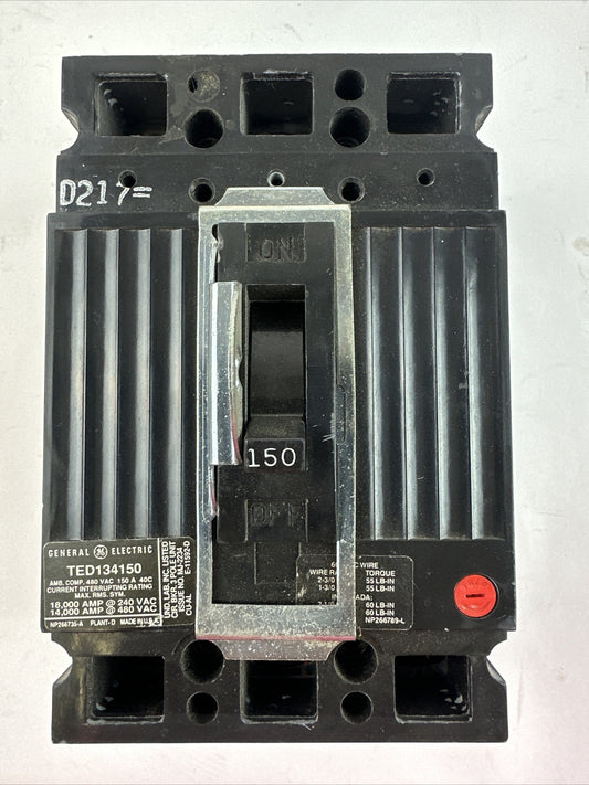 GE TED1340150 CIRCUIT BREAKER 480VAC 150A 3POLE