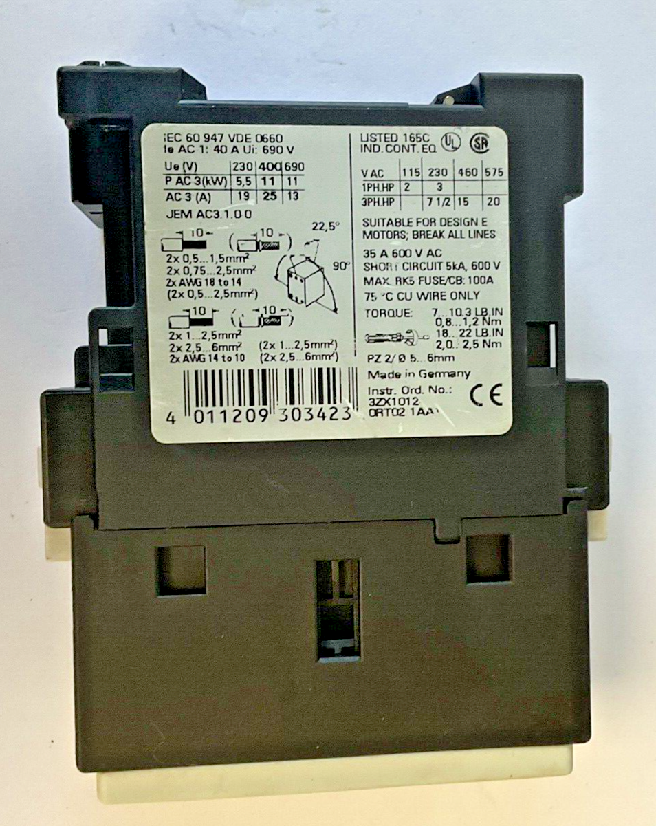 SIEMENS 3ZX1012-0RU11-1AA1 CONTACTOR 24VDC 60A 600V