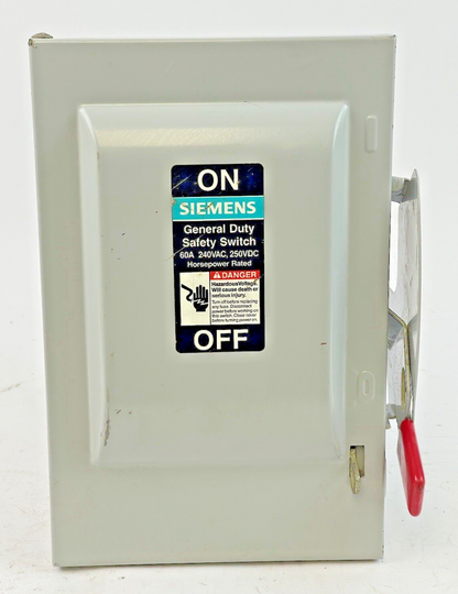 SIEMENS GNF322 SAFETY SWITCH 3P 60A 240VAC 250VDC NEMA 1 VBII