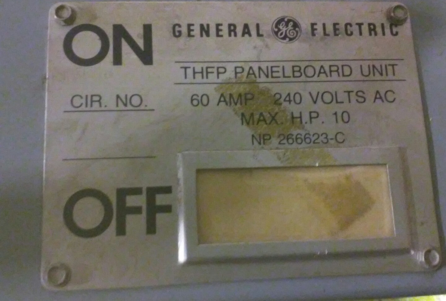 GENERAL ELECTRIC GE THFP222X - 60A, 2-Pole, 240V - Fused Panelboard Switch