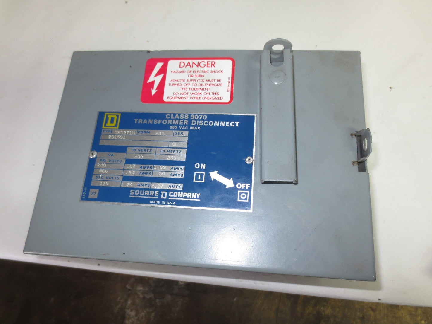 SQUARE D SK5271N TRANSFORMER DISCONNECT 600VAC 250VA/60Hz