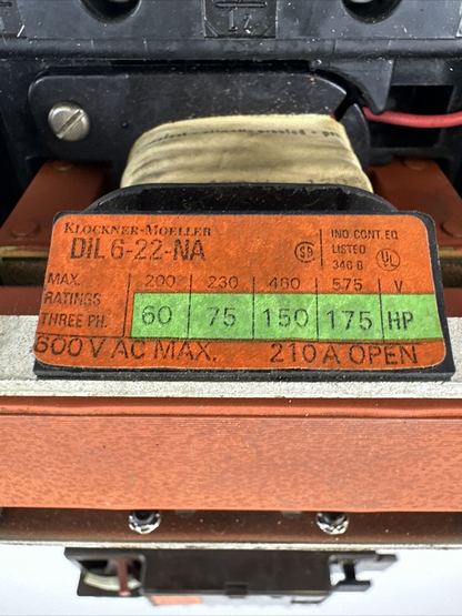 KLOCKNER MOELLER STARTER DIL 6-22-NA 600VAC 175HP COIL 120V 60HZ Z4-100-CNA