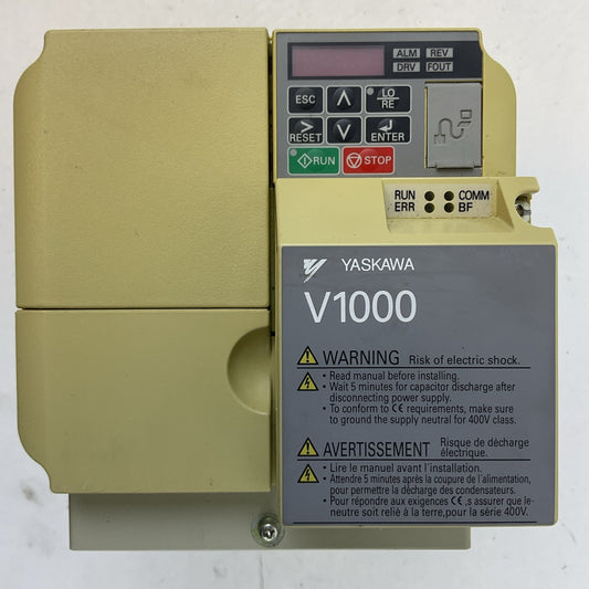 YASKAWA CIMR-VU4A0011FAA REV: C V1000 AC DRIVE OUTPUT 3PH 0-480V 11.1/9.2A