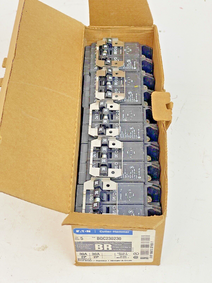 EATON CUTLER-HAMMER *BOX OF 5* - BQC230230 -2 POLE, 30A, 240 VAC CIRCUIT BREAKER